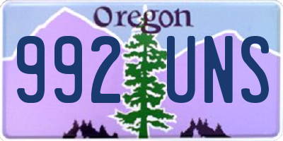 OR license plate 992UNS