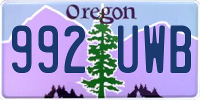 OR license plate 992UWB