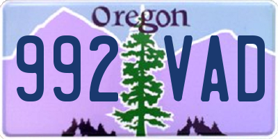 OR license plate 992VAD