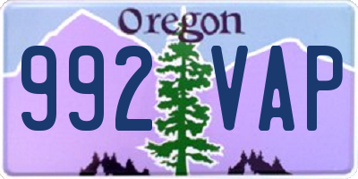 OR license plate 992VAP