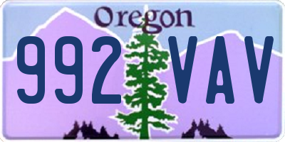 OR license plate 992VAV