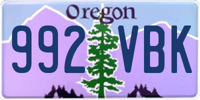 OR license plate 992VBK