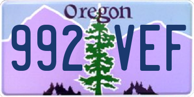 OR license plate 992VEF