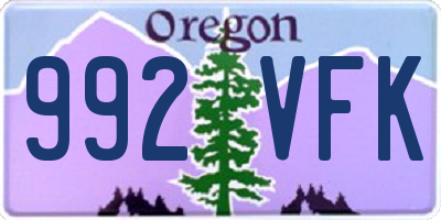 OR license plate 992VFK