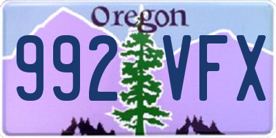 OR license plate 992VFX