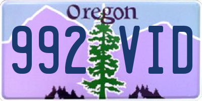 OR license plate 992VID