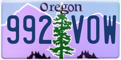 OR license plate 992VOW