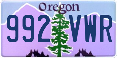 OR license plate 992VWR