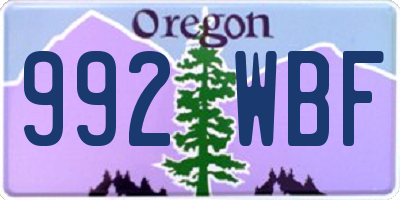 OR license plate 992WBF