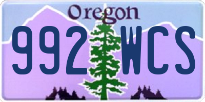 OR license plate 992WCS