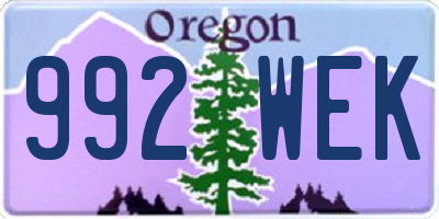 OR license plate 992WEK