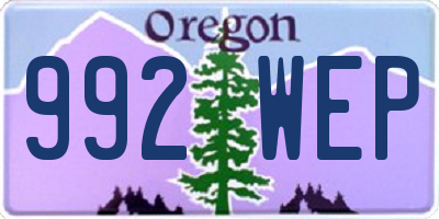 OR license plate 992WEP