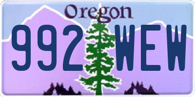 OR license plate 992WEW