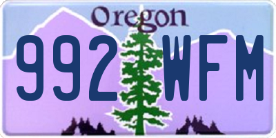 OR license plate 992WFM