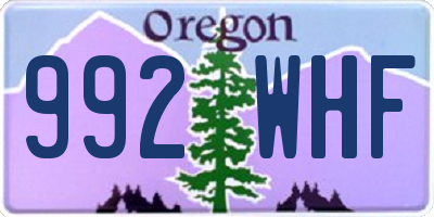 OR license plate 992WHF