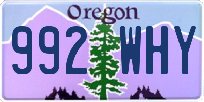 OR license plate 992WHY