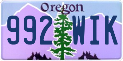 OR license plate 992WIK