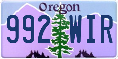 OR license plate 992WIR