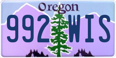 OR license plate 992WIS