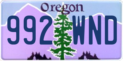 OR license plate 992WND