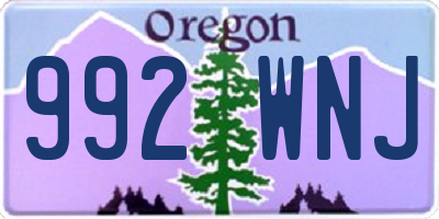 OR license plate 992WNJ