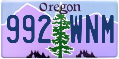 OR license plate 992WNM