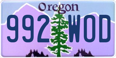 OR license plate 992WOD