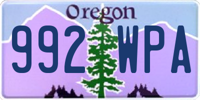 OR license plate 992WPA