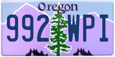 OR license plate 992WPI