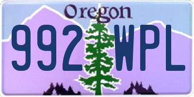 OR license plate 992WPL