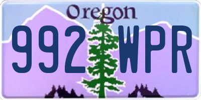 OR license plate 992WPR