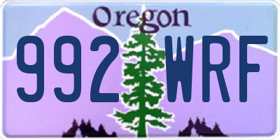 OR license plate 992WRF