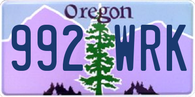 OR license plate 992WRK