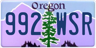 OR license plate 992WSR