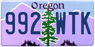 OR license plate 992WTK