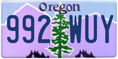 OR license plate 992WUY