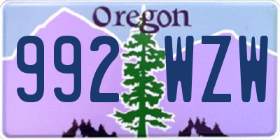 OR license plate 992WZW