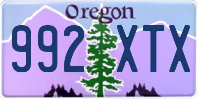 OR license plate 992XTX