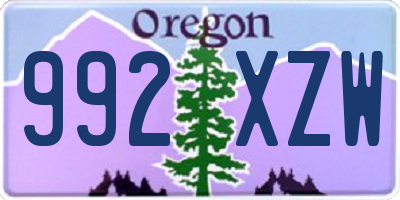 OR license plate 992XZW