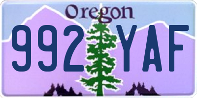 OR license plate 992YAF