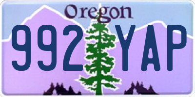 OR license plate 992YAP