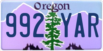 OR license plate 992YAR