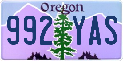 OR license plate 992YAS