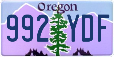 OR license plate 992YDF