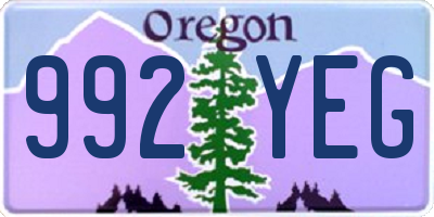 OR license plate 992YEG