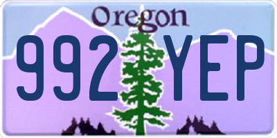 OR license plate 992YEP