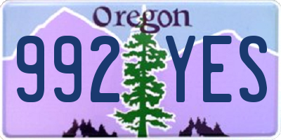 OR license plate 992YES