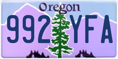 OR license plate 992YFA