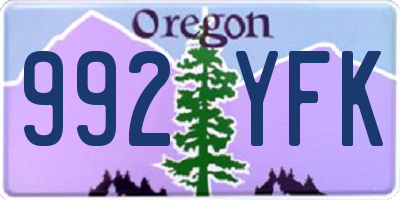 OR license plate 992YFK