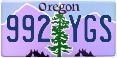 OR license plate 992YGS